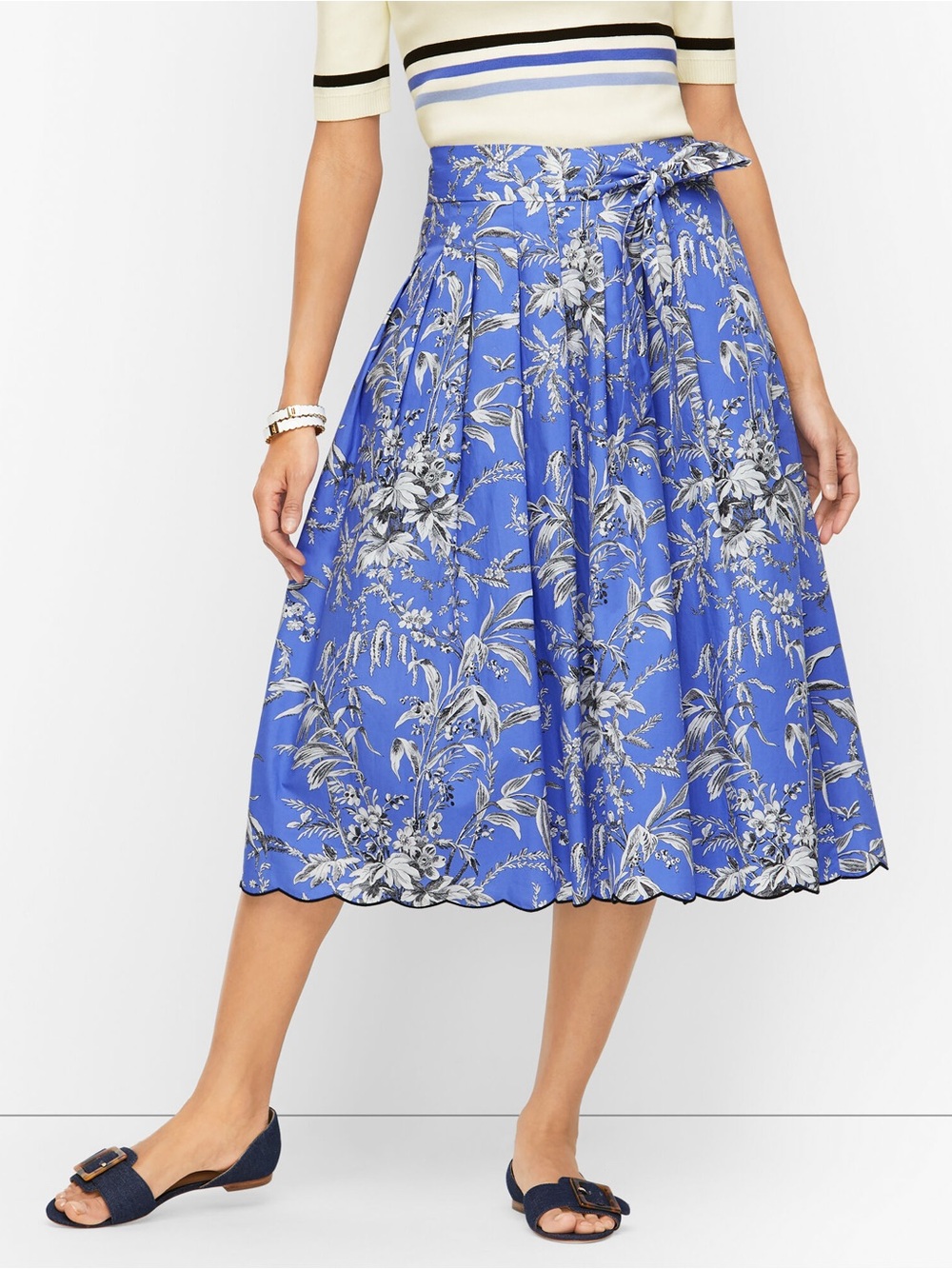 Talbots Scalloped Fit & Flare Skirt in Etched Toile
